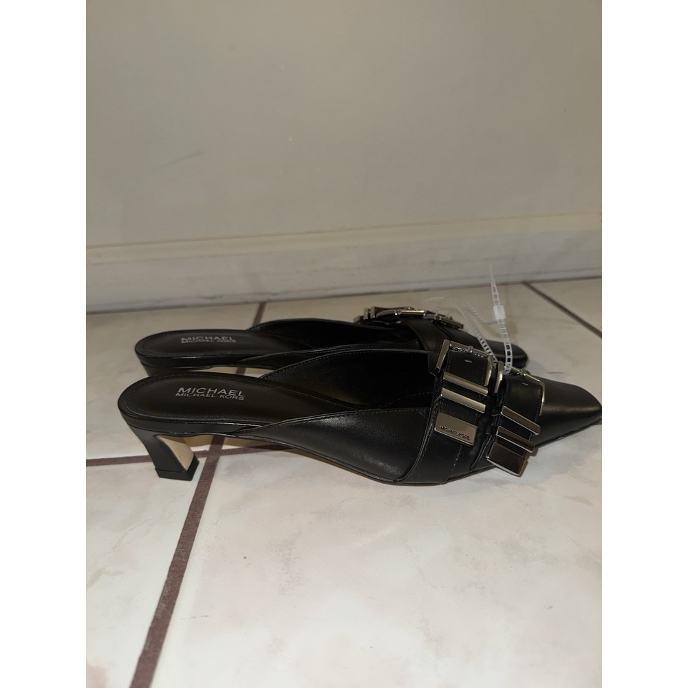 NWOB Michael Kors Women Shoes Size‎ 7M Darrington Kitten Heel Mule Black Leather - Picture 7 of 11